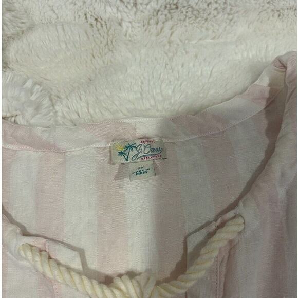 J Crew Womens Cotton Linen V Neck Beach Tunic Pink Stripes 2XL - Picture 3 of 6